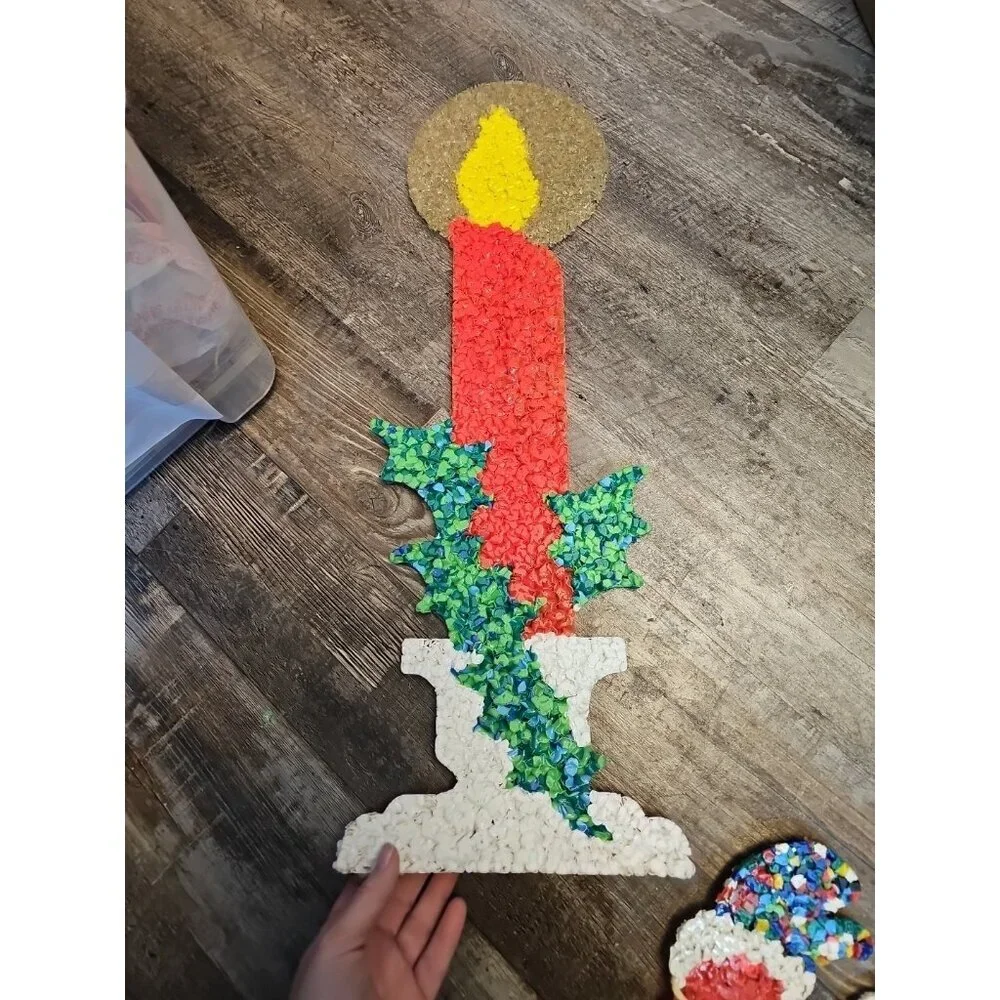 Vintage Melted Plastic Popcorn  Santa &  Tree & Candle Christmas Decorations 22